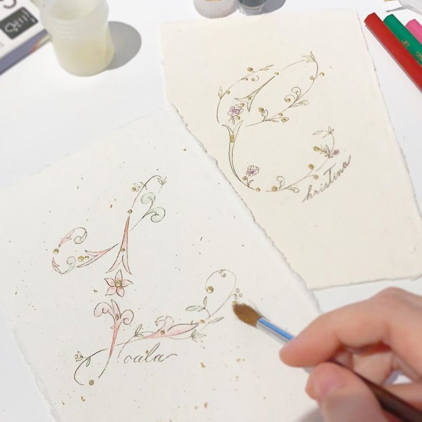 英文書法畫班 | 花系字母